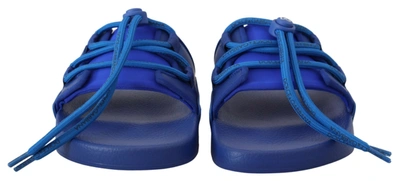 Shop Dolce & Gabbana Blue Stretch Rubber Sandals Slides Slip On Men's Shoes