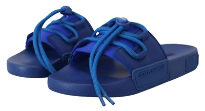 Shop Dolce & Gabbana Blue Stretch Rubber Sandals Slides Slip On Men's Shoes