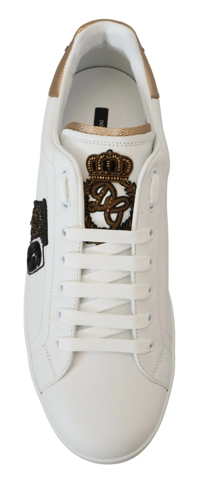 Shop Dolce & Gabbana White Leather Sport Dg Sequined Men's Sneakers