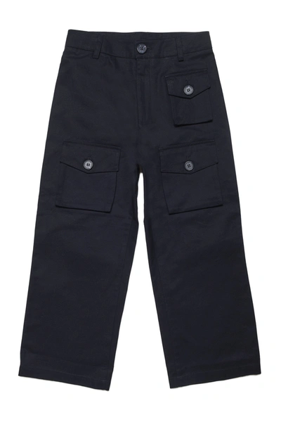 Shop Marni Gabardine Cargo Pants With Pockets In Blue