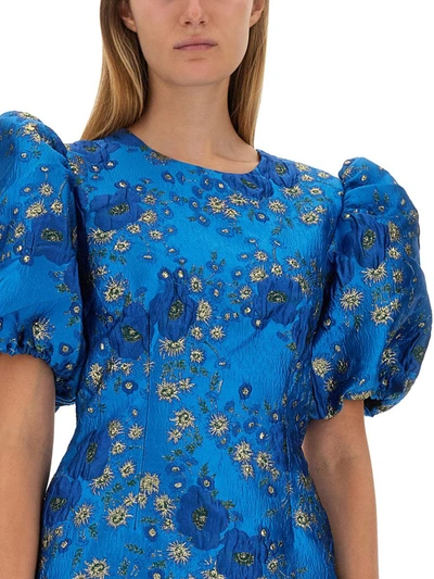 Shop Ganni Mini Dress In Blue