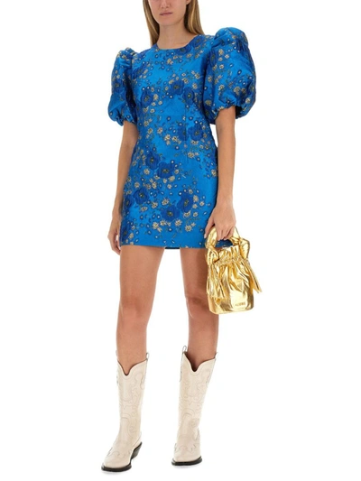 Shop Ganni Mini Dress In Blue