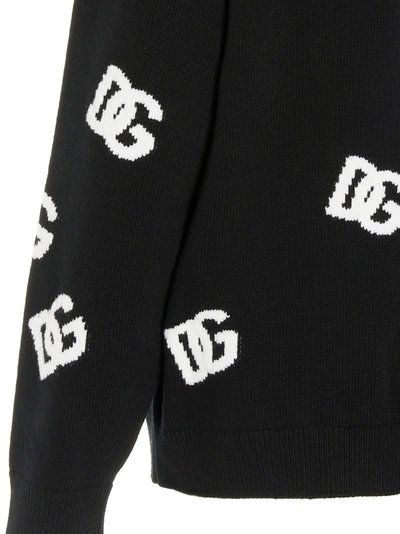 Shop Dolce & Gabbana All-over Logo Turtleneck Sweater Sweater, Cardigans White/black