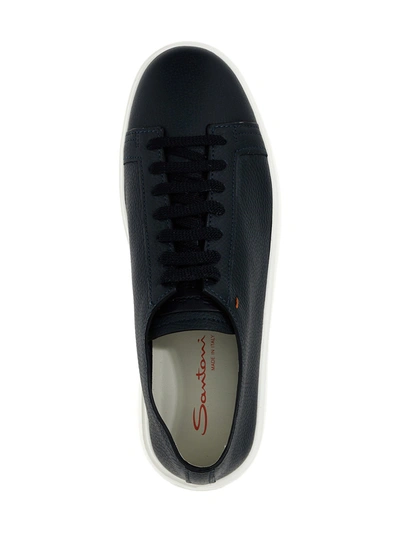 Shop Santoni Leather Sneakers Blue