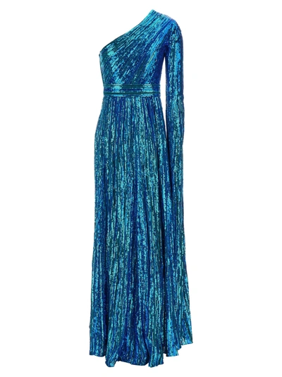 Shop Elie Saab Sequin Long One-shoulder Dress Dresses Light Blue