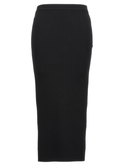 Shop Alexander Mcqueen Ribbed Midi Skirt Skirts In Black