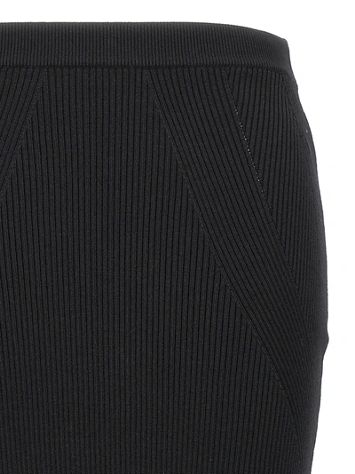 Shop Alexander Mcqueen Ribbed Midi Skirt Skirts In Black