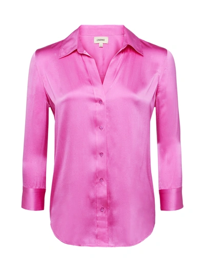 Shop L Agence Dani Silk Blouse In Magenta Pink