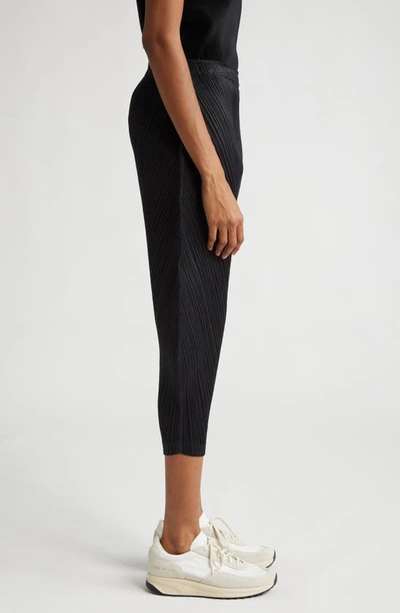 Shop Issey Miyake Thicker Bottoms 1 Pleated High Waist Crop Pants In Black