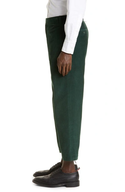 Shop Thom Browne Unconstructed Straight Leg Cotton Corduroy Pants In Dark Green
