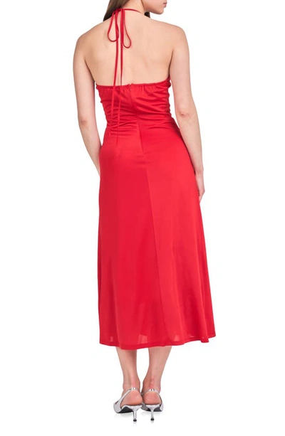 Shop Endless Rose Ruched Halter Midi Dress In Rouge