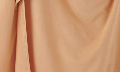 Endless Rose One-shoulder Draped Midi Dress In Tan