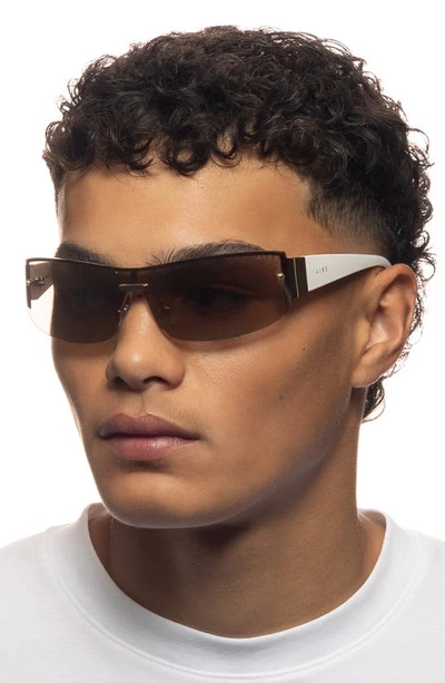 Shop Aire Pegasus 136mm Shield Sunglasses In Soft Gold / White