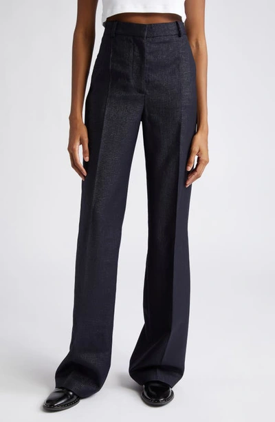 Shop Stella Mccartney Straight Leg Stretch Wool Pants In 4101 Ink