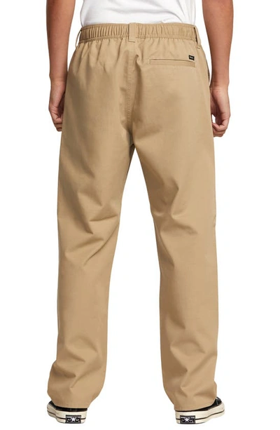 Shop Rvca Americana Elastic Waist Pants In Khaki