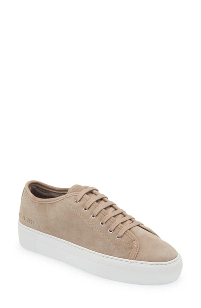 Shop Common Projects Tournament Genuine Shearling Lined Low Top Sneaker In Brown