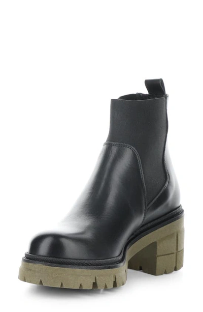Shop Bos. & Co. Bianc Lug Sole Chelsea Boot In Black/ Khaki Feel/ Elastic