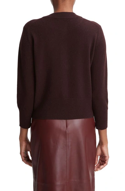 Vince Three Quarter Sleeve Wool & Cashmere Cardigan In Black Fig