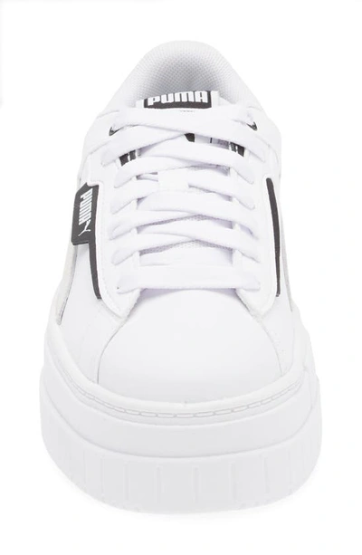 Puma Mayze Crashed Platform Sneaker In  White- Black
