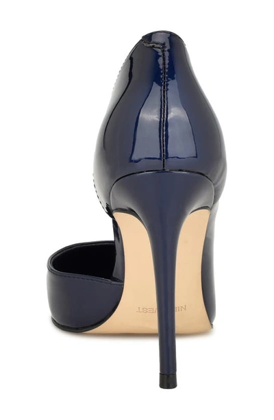 Shop Nine West Folowe Half D'orsay Pointed Toe Pump In Dark Blue