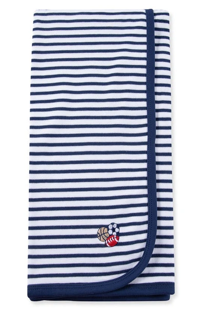 Shop Little Me Stripe Sports Blanket In Blue