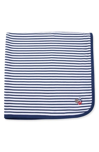 Shop Little Me Stripe Sports Blanket In Blue