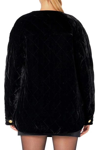 Shop Endless Rose Premium Quilted Velvet Oversized Jacket In Black