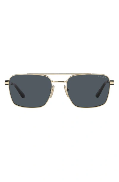 Prada Men's Double-bridge Square Polarized Sunglasses In Pale Gold