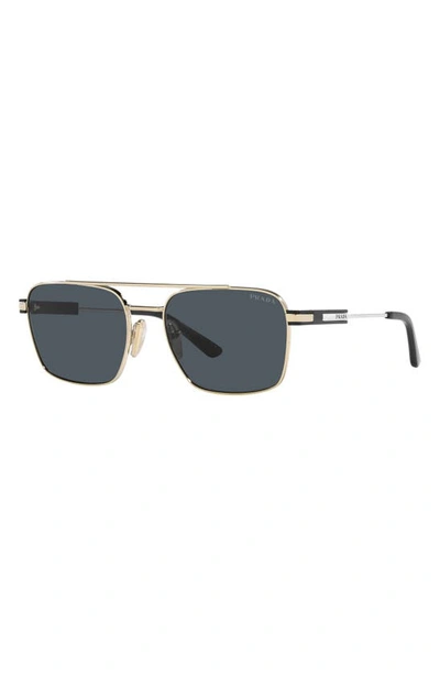 Prada Men's Double-bridge Square Polarized Sunglasses In Pale Gold