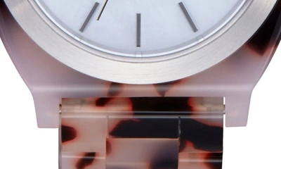 Nixon The Time Teller Acetate Bracelet Watch, 40mm In Pink Tortoise / Pearl