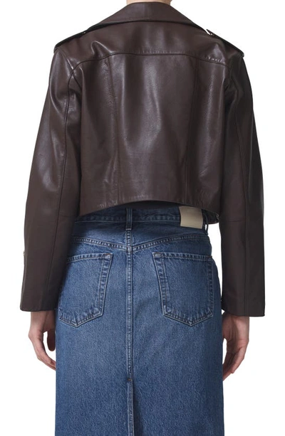 Shop Citizens Of Humanity Aria Crop Leather Jacket In Bitter Chocolate