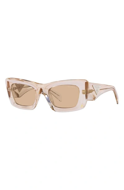 Prada Rectangular Marble Acetate Cat-eye Sunglasses In Lite Brown