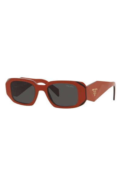 Shop Prada Runway 49mm Rectangular Sunglasses In Orange