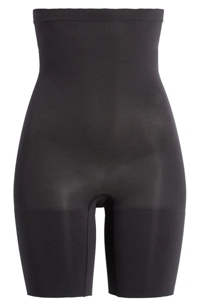 Shop Spanx Everyday Shaping High Waist Mid-thigh Shorts In Very Black