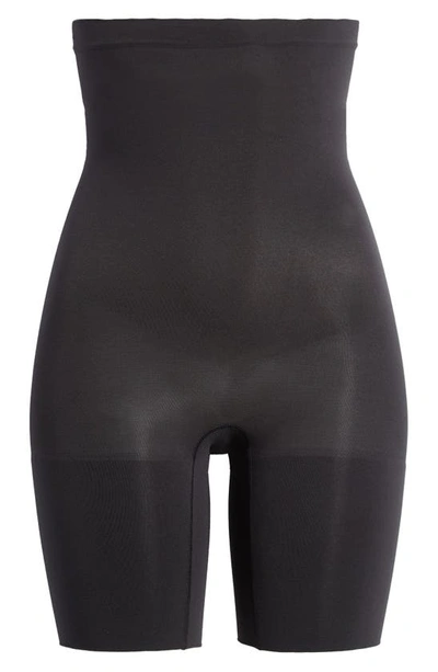Spanx Everyday Shaping High Waist Mid-thigh Shorts In Very Black