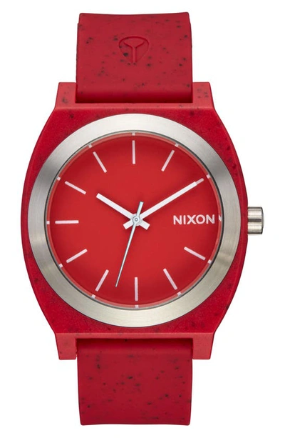 Shop Nixon Time Teller Opp Silicone Strap Watch, 39.5mm In Red