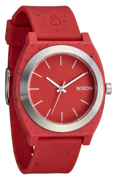 Shop Nixon Time Teller Opp Silicone Strap Watch, 39.5mm In Red