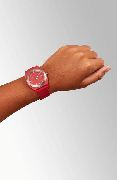 Shop Nixon Time Teller Opp Silicone Strap Watch, 39.5mm In Red
