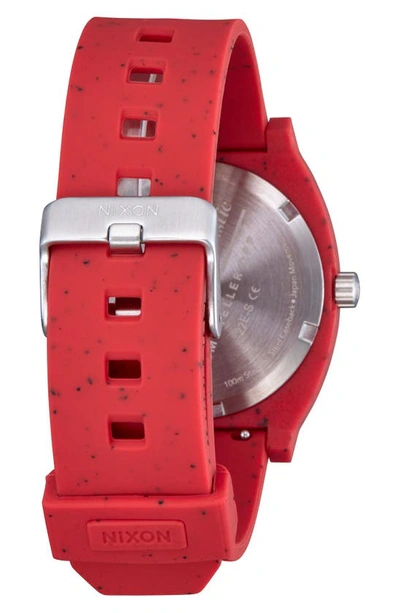 Shop Nixon Time Teller Opp Silicone Strap Watch, 39.5mm In Red