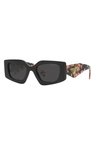 Prada Symbole Rectangular Sunglasses, 51mm In Black