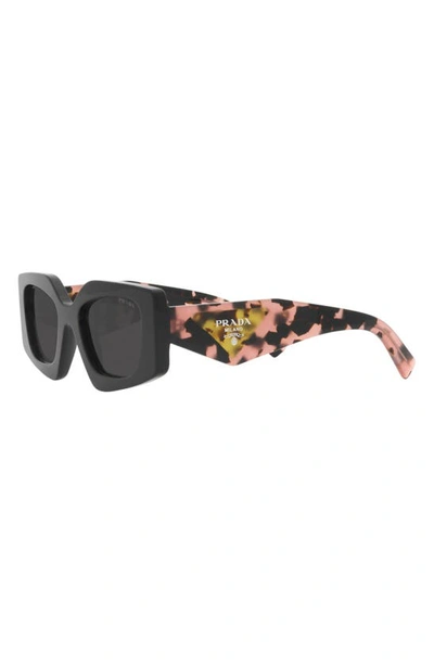 Prada Symbole Rectangular Sunglasses, 51mm In Black