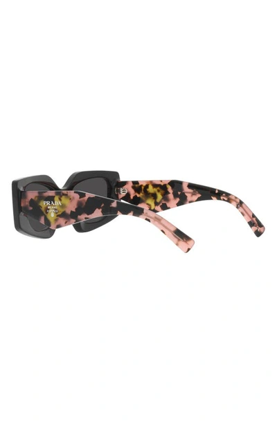 Shop Prada 51mm Rectangular Sunglasses In Black