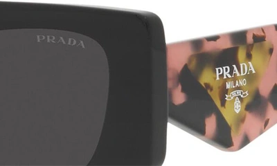 Shop Prada 51mm Rectangular Sunglasses In Black