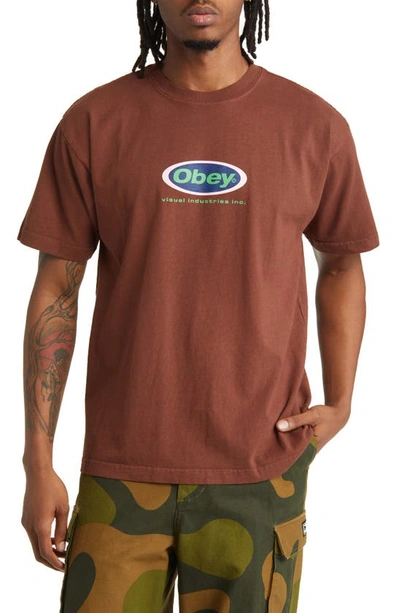 Shop Obey Logo Graphic T-shirt In Sepia