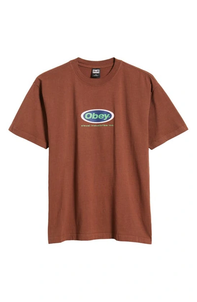 Shop Obey Logo Graphic T-shirt In Sepia