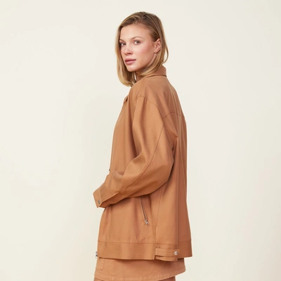 Shop Monrow Canvas Oversized Moto Jacket In Hazelnut