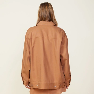Monrow Canvas Oversized Moto Jacket In Hazelnut