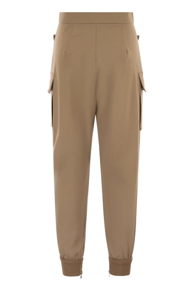 Shop Max Mara Tskirt - Wool Gabardine Cargo Trousers In Camel