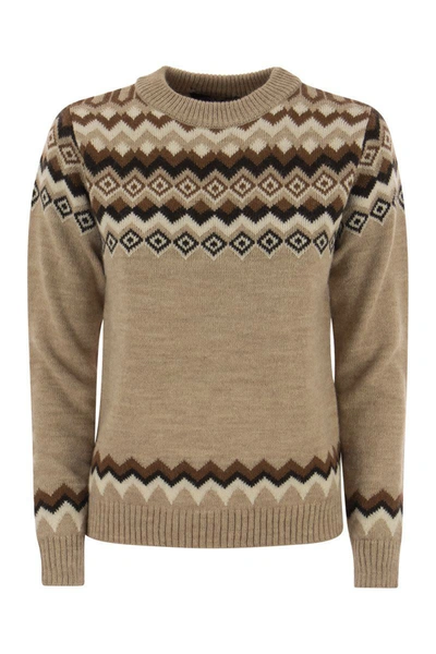 Shop Weekend Max Mara Edicola - Alpaca And Wool Jacquard Sweater In Beige