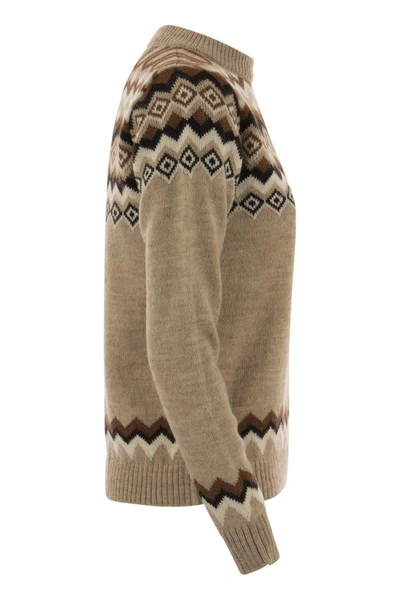 Shop Weekend Max Mara Edicola - Alpaca And Wool Jacquard Sweater In Beige